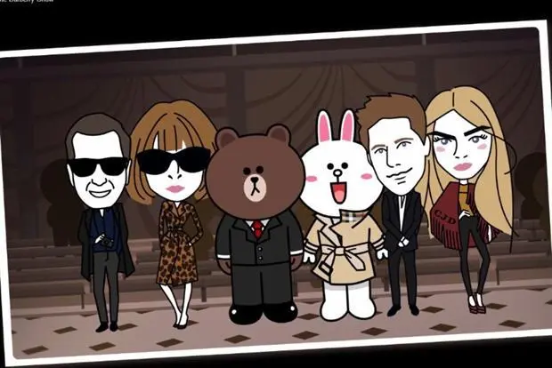 Burberry2015时装秀，联合即时通讯APP Line为日本消费者推出专属贴图