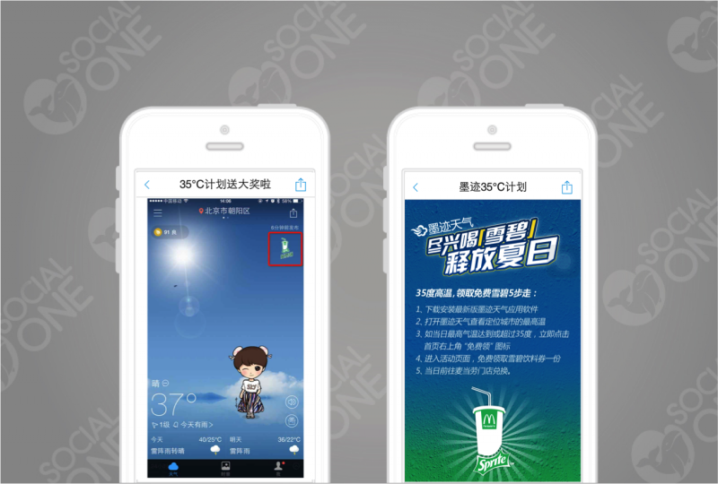 墨迹天气x雪碧，工具类App与品牌跨界O2O实践