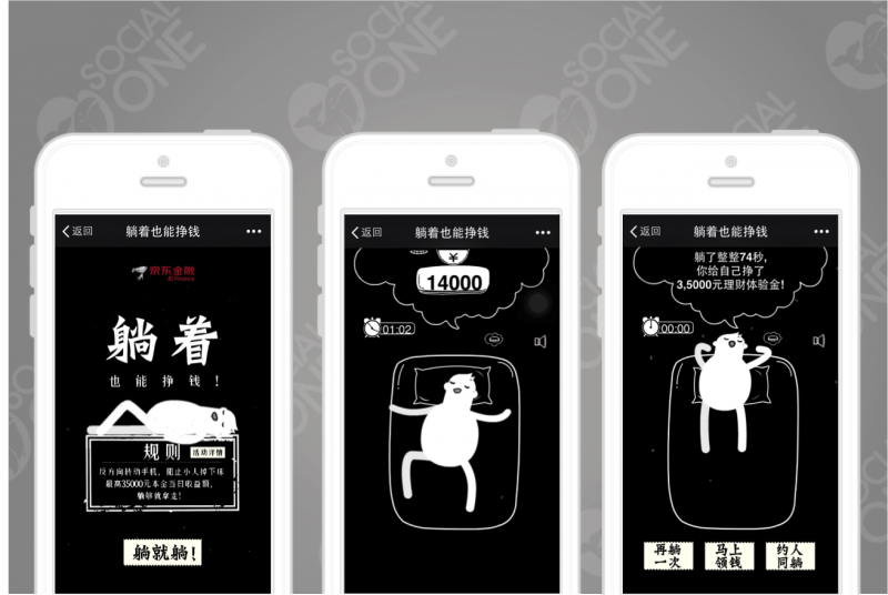 京东金融“躺着也能挣钱”，利用创意h5游戏吸引潜在用户