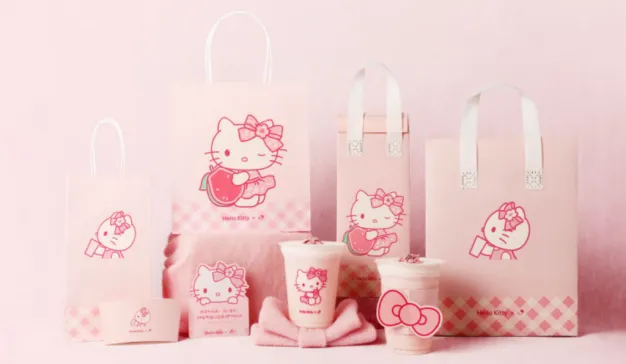 喜茶再携手Hello Kitty，推出全新芭乐粉联名定制形象
